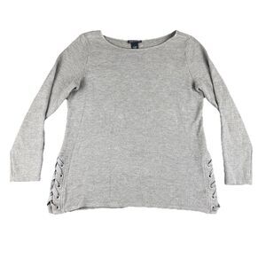 Boho Chic Top Womens L Long Sleeve Lace Up Side Detail Shirt Winter Hygge Cozy